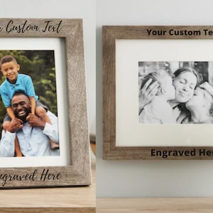 Personalized Picture Frame Natural Wood Grey Custom Add Your Own Text Photo Frame Anniversary Birthday Wedding 5x7 8x10 11x14 image 1