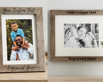 Personalized Picture Frame - Natural Wood - Grey - Custom Add Your Own Text Photo Frame - Anniversary - Birthday - Wedding - 5x7 8x10 11x14