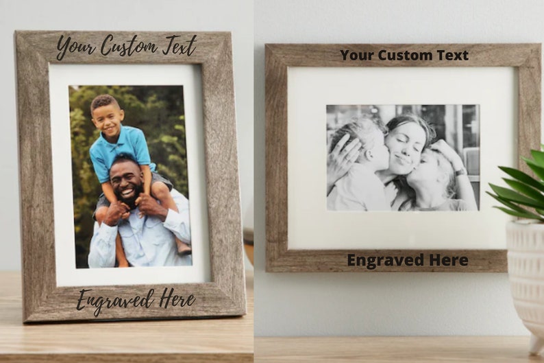 Personalized Picture Frame Natural Wood Grey Custom Add Your Own Text Photo Frame Anniversary Birthday Wedding 5x7 8x10 11x14 image 1