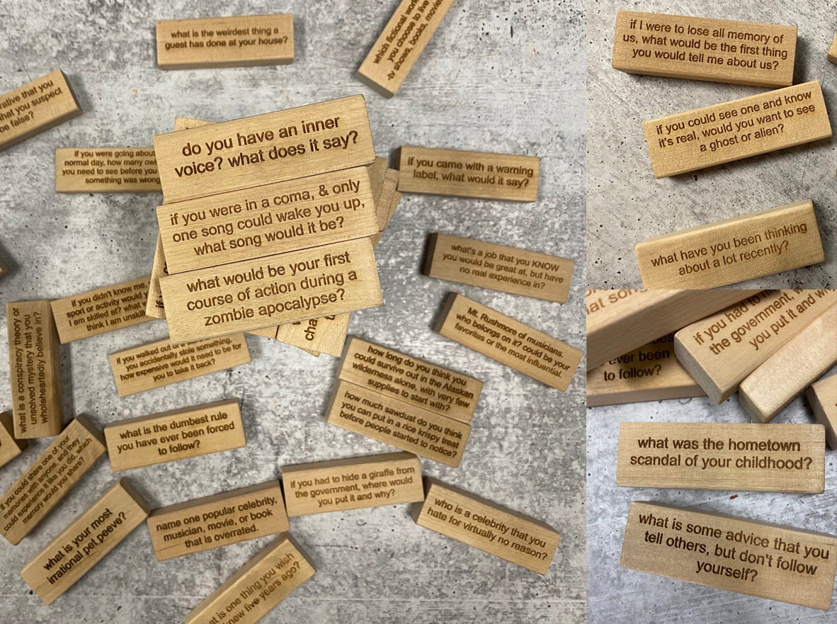 IceBreaker Questions Tumbling Tower Game™ - Family Party Game - Get To Know You Questions - Dinner Party Game - Conversation Starter - Fun