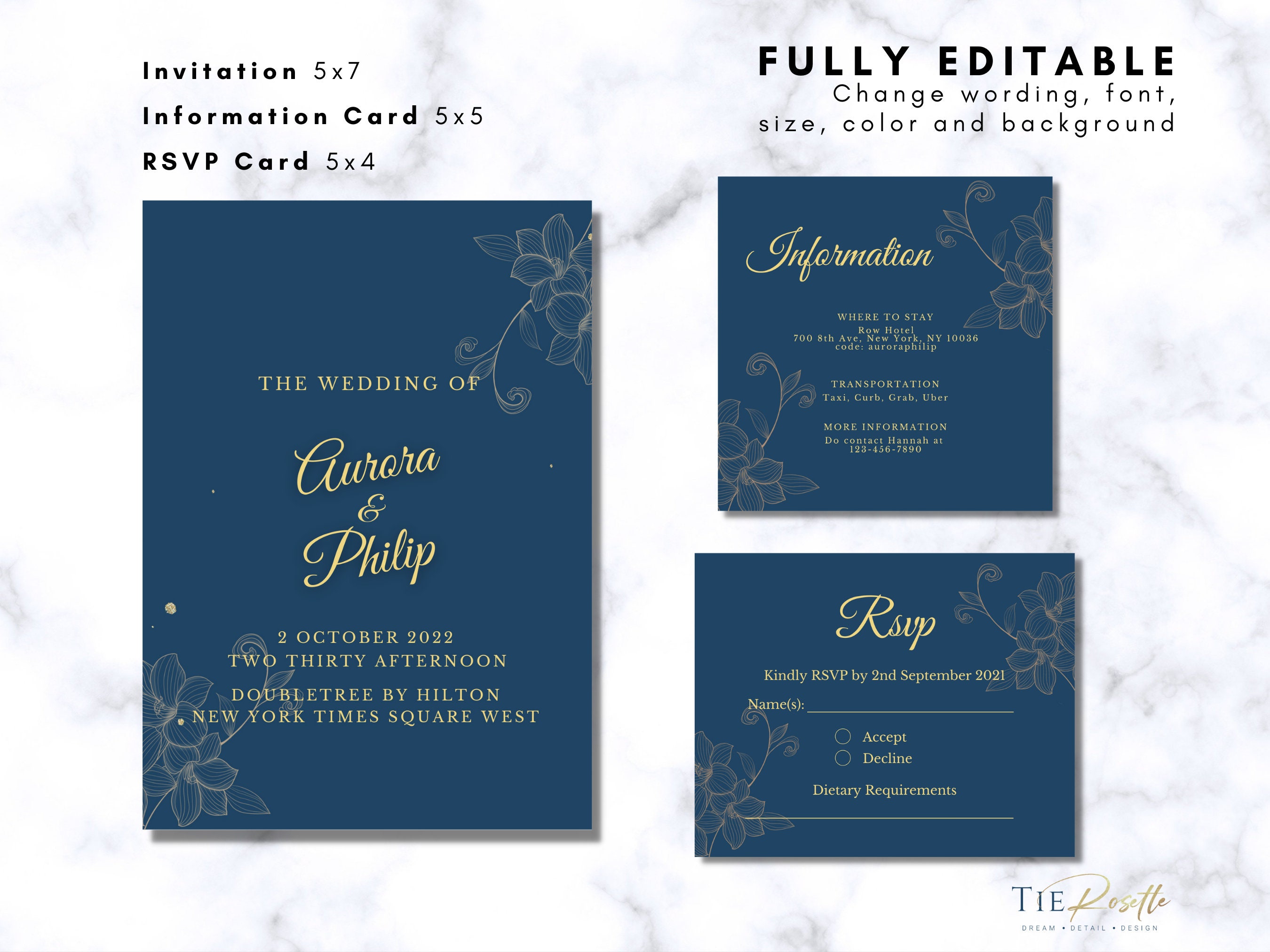Printable Wedding Invitation Card Bundle CANVA Template Set Etsy