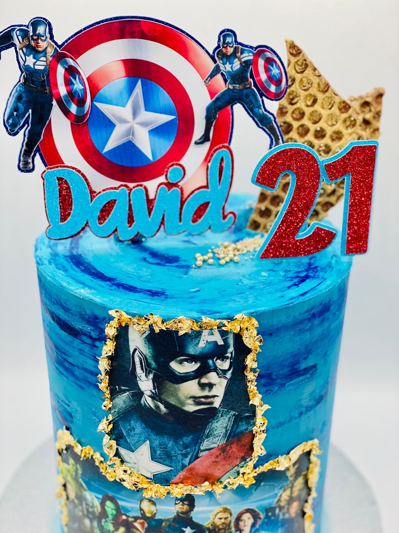 Personalised Marvel Superhero Cake Topper Decoration Any name age Personalised Marvel Superhero Cake Topper Decoration Any name age