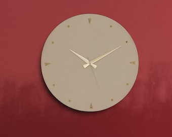 Leather Wall Clock, Beige Wall Clock, Unique Wall Clock, Large Wall Clock, Living Room Wall Art, Scandinavian Desing, Housewarming Gift