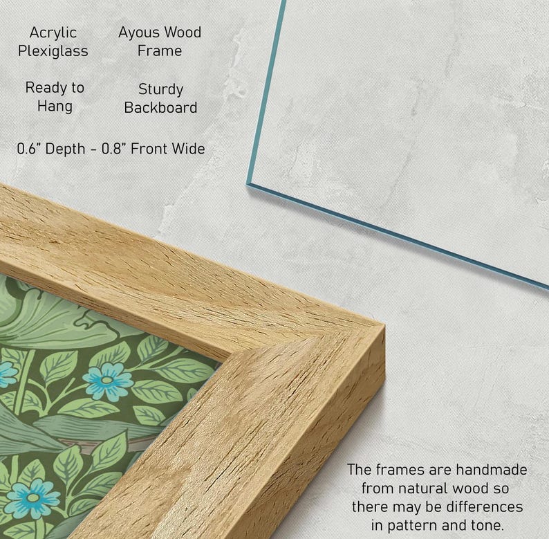 3 Piece Framed Canvas Print Wall Art Set Flowers by William Morris