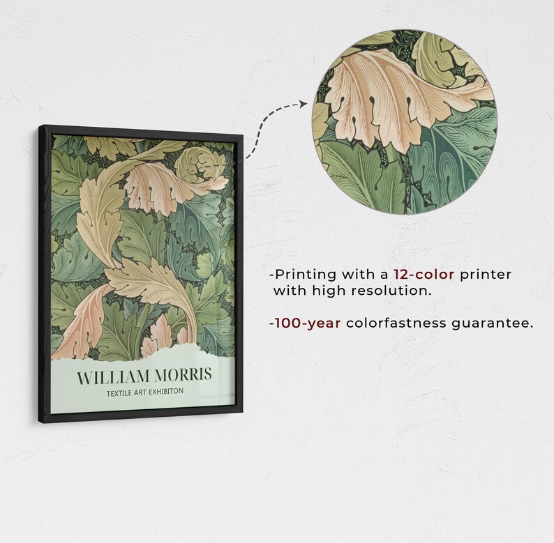 3 Piece Framed Canvas Print Wall Art Set Flowers by William Morris