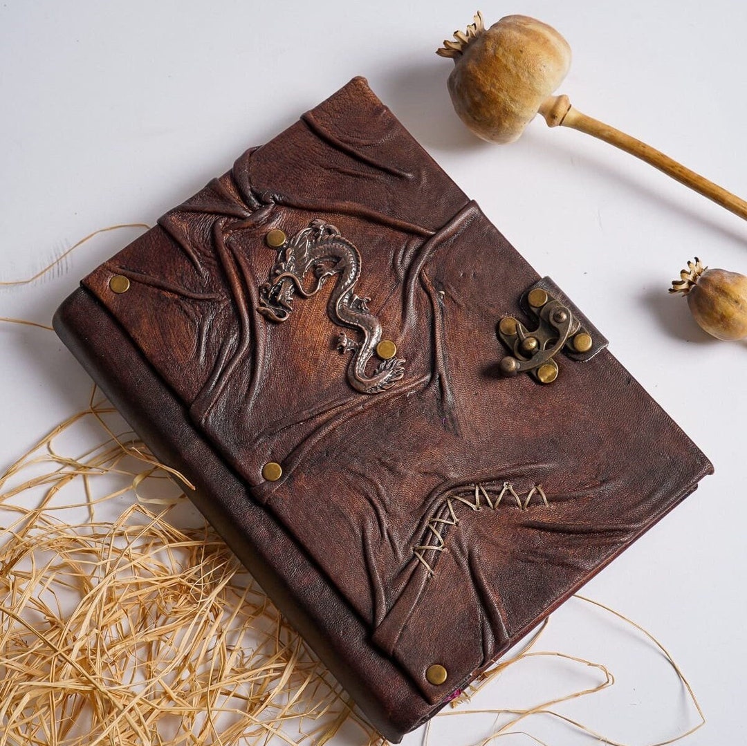 Genuine Leather Dragon Journal for Travelers Gift, Leather Vintage