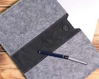 Minimalist MacBook 13-14 Sleeve - Slim Design, Macbook Air Pro Sleeve Black Wool Felt Macbook Sleeve gift for Him