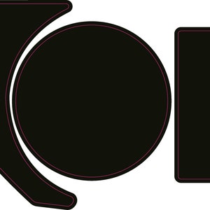 May include: A pink outline of a circle and a rectangle on a black background.