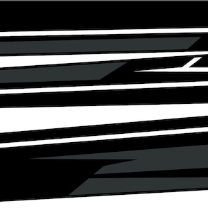 Può includere: Design grafico astratto in bianco e nero con angoli e linee taglienti. Il design ricorda la velocità e il movimento.