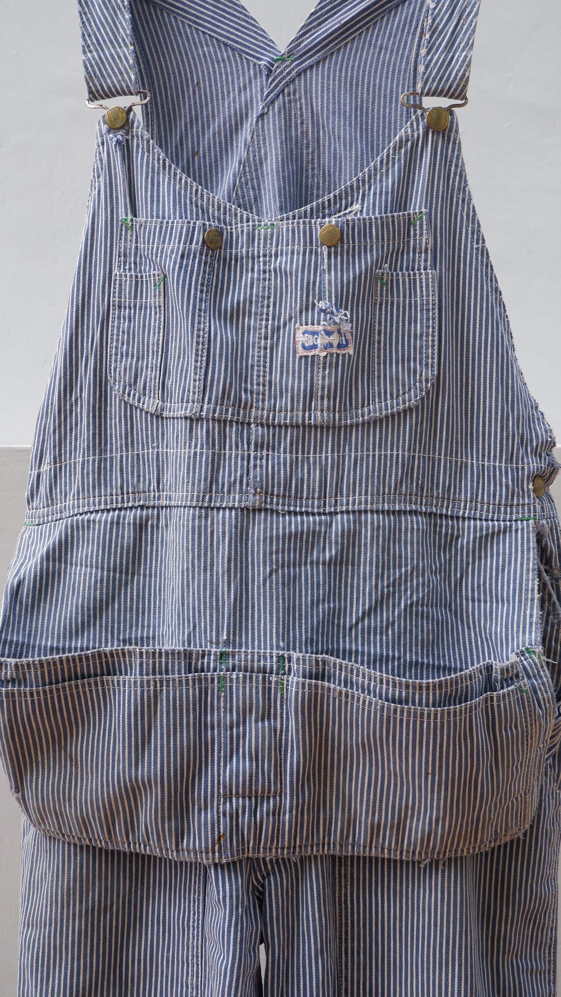 Vintage Big Smith Overalls blue Stripe Denim 1960s Etsy