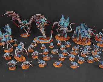 Ejército Tiránido de WH40K listo para enviar: Emisario Norn, Tirano de la Colmena Volador, Zoántropos, Mawloc, Tervigon, Guerreros Tiránidos Termagantes