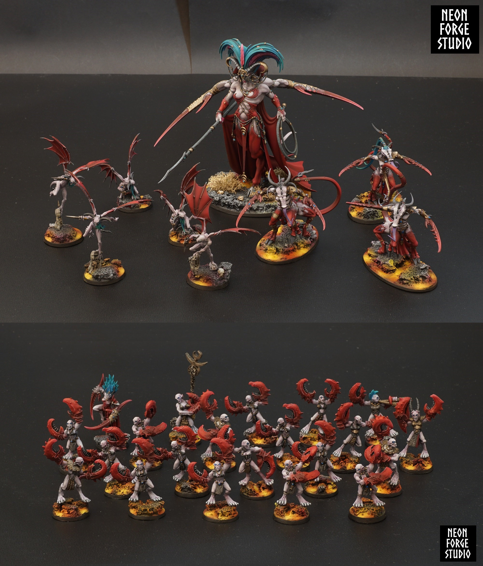 Kit Warhammer – Keeper Of Secrets / Shalaxi Helbane – 51 Pièces En Plastique – Base 100 Mm – Pour AoS Et 40k