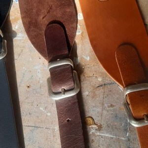 Liam's verstelbare lederen gesp gitaarriem 6cm breedte kleur tan image 5