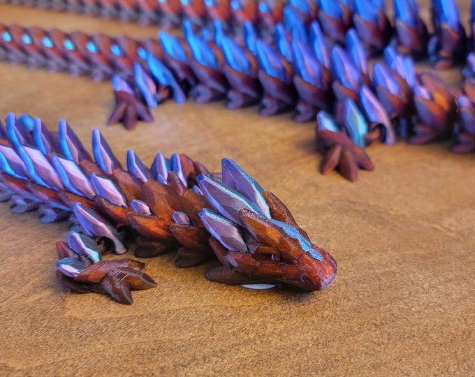 Medium 3D Printed Gemstone Dragon, Sensory Fidget Toy, Articulated Dragon Figurine, Room Decor, Dragon Toy, Desktop Toy
