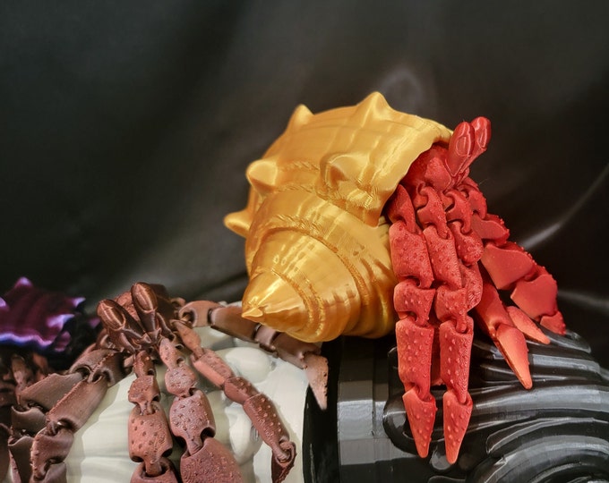 Hermit Crab Articulated, Hermit Crab Sensory Fidget Toy, Articulated Hermit Crab Figurine, 3D Printed Desktop Toy, Hermit Crab Shell 3D