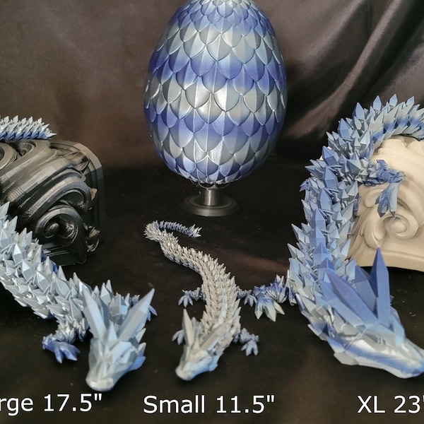 Large 3D Printed Crystal Dragon, Sensory Fidget Toy, Small Dragon Egg, Articulated Dragon Figurine, Room Decor, Dragon Toy, Desktop Toy