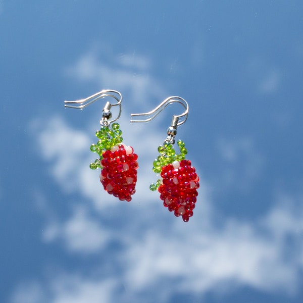 Strawberry Beaded Oorbellen | Kralen Oorbellen | Trendy Kralen Sieraden | Esthetische oorbellen | Zaad kralen