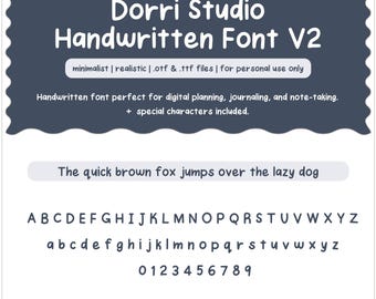 Neat Handwritten Font for Digital Planning & Note- taking by DorriStudio | Minimalist | Cute Handwritten Font for iPad | Aesthetic Font