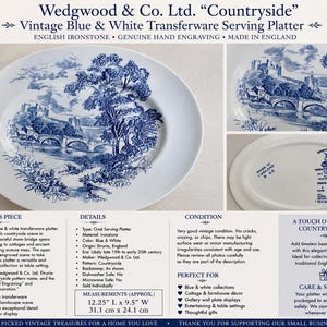 Vintage or Antique Blue & White Transferware Serving Platters bild 9