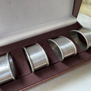 Vintage English Pewter Napkin Rings – Set of 4 in Original Box