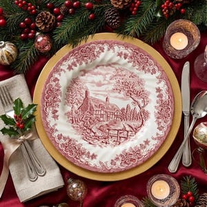 Vintage Churchill England Dinnerware - The Brook in Pink - Dishes Custom Sets - Christmas Table image 4