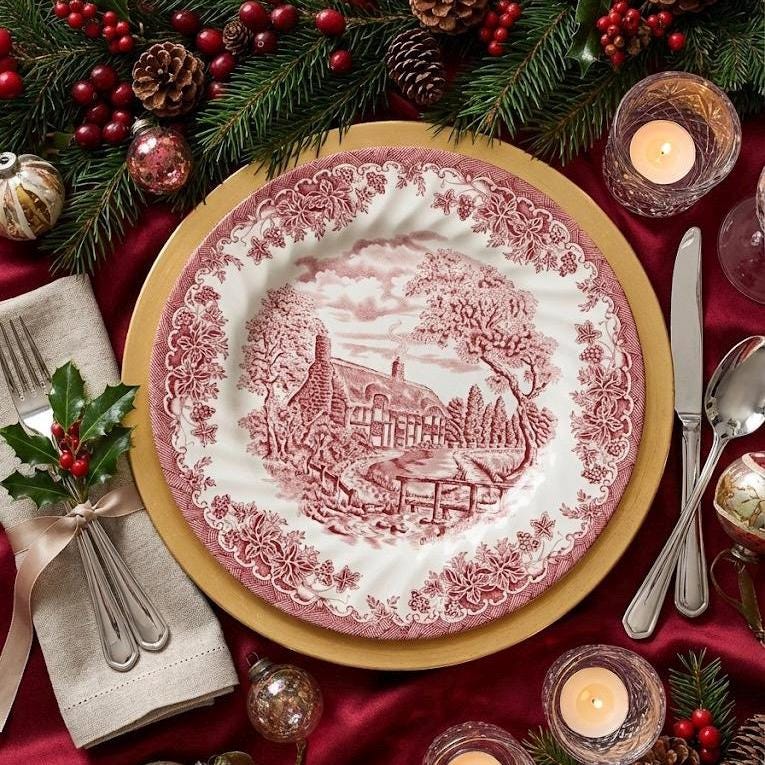 Vintage Churchill England Dinnerware - the Brook in Pink - Dishes