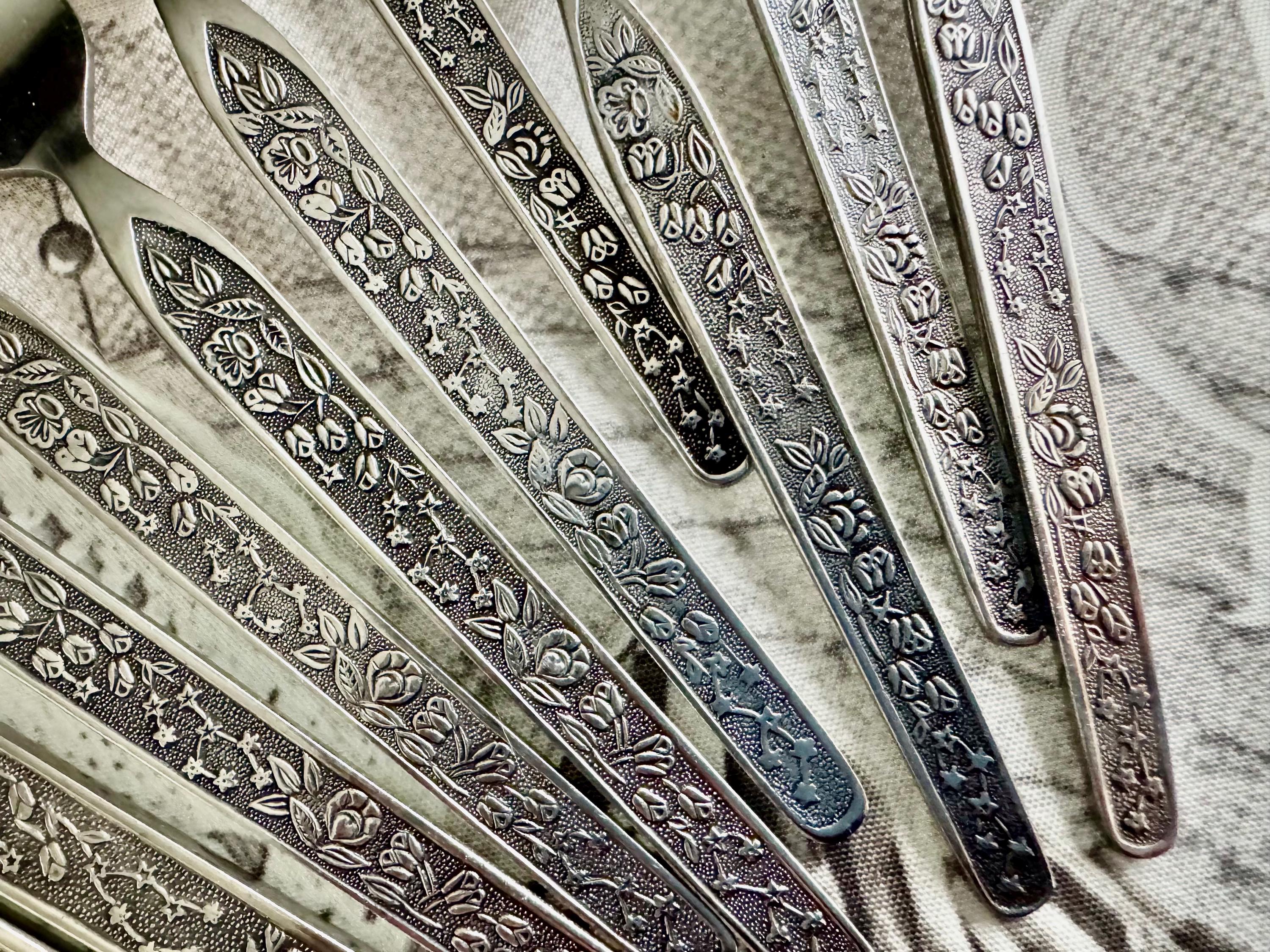 Vintage Sevita Flatware – National Stainless – Floral Pattern Stainless Steel