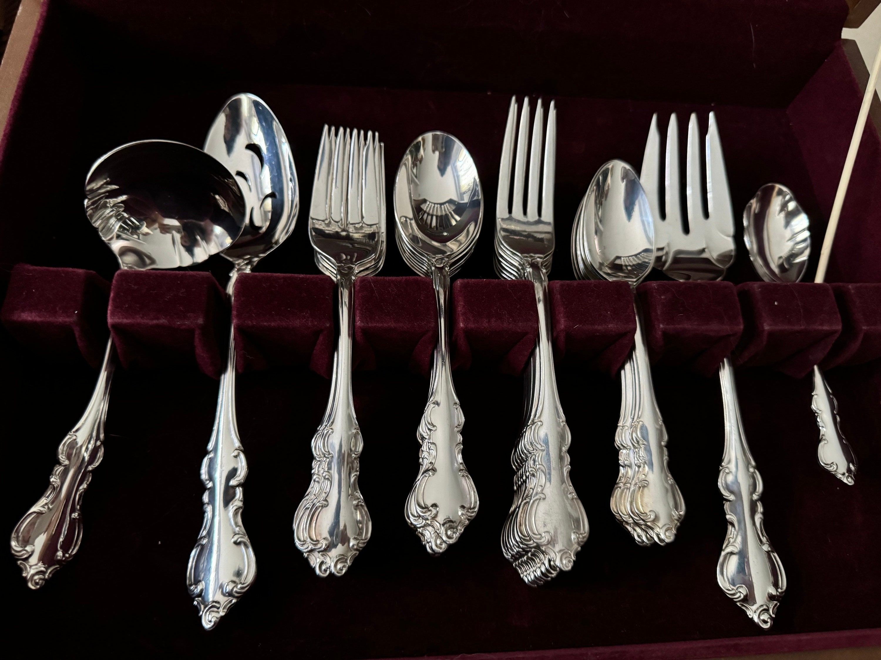 Vintage International Silver Co. Silver-Plated Flatware Set – Service for 12 (62 Pieces) in Storage Chest