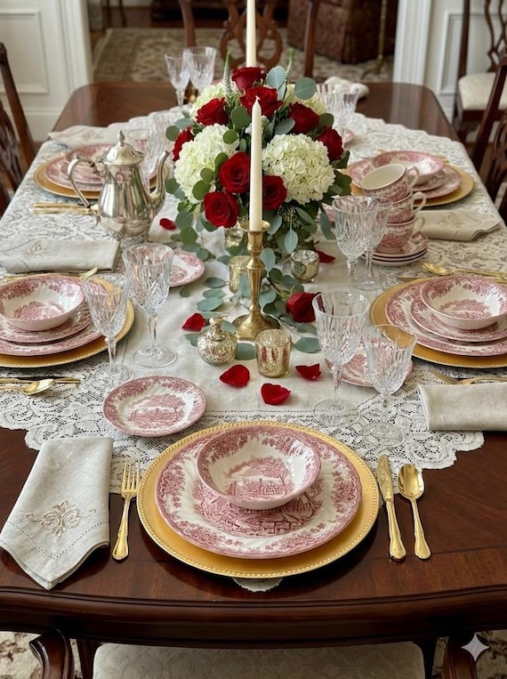 Vintage Churchill England Dinnerware - the Brook in Pink - Dishes