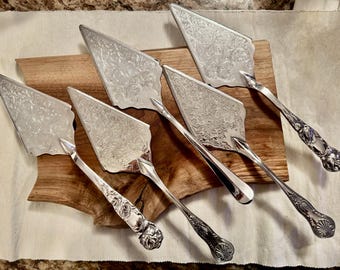 Vintage Silver Plated Triangular/Rectangular Wedding Cake Pie Servers - Sold Individually - Pick your favorite
