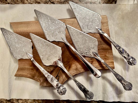 Vintage Silver Plated Triangular/Rectangular Wedding Cake Pie Servers - Sold Individually - Pick your favorite