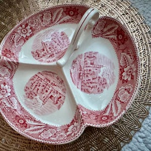 Vintage Woods & Sons “Woodland” Red Transferware Divided Serving Dish – England image 6