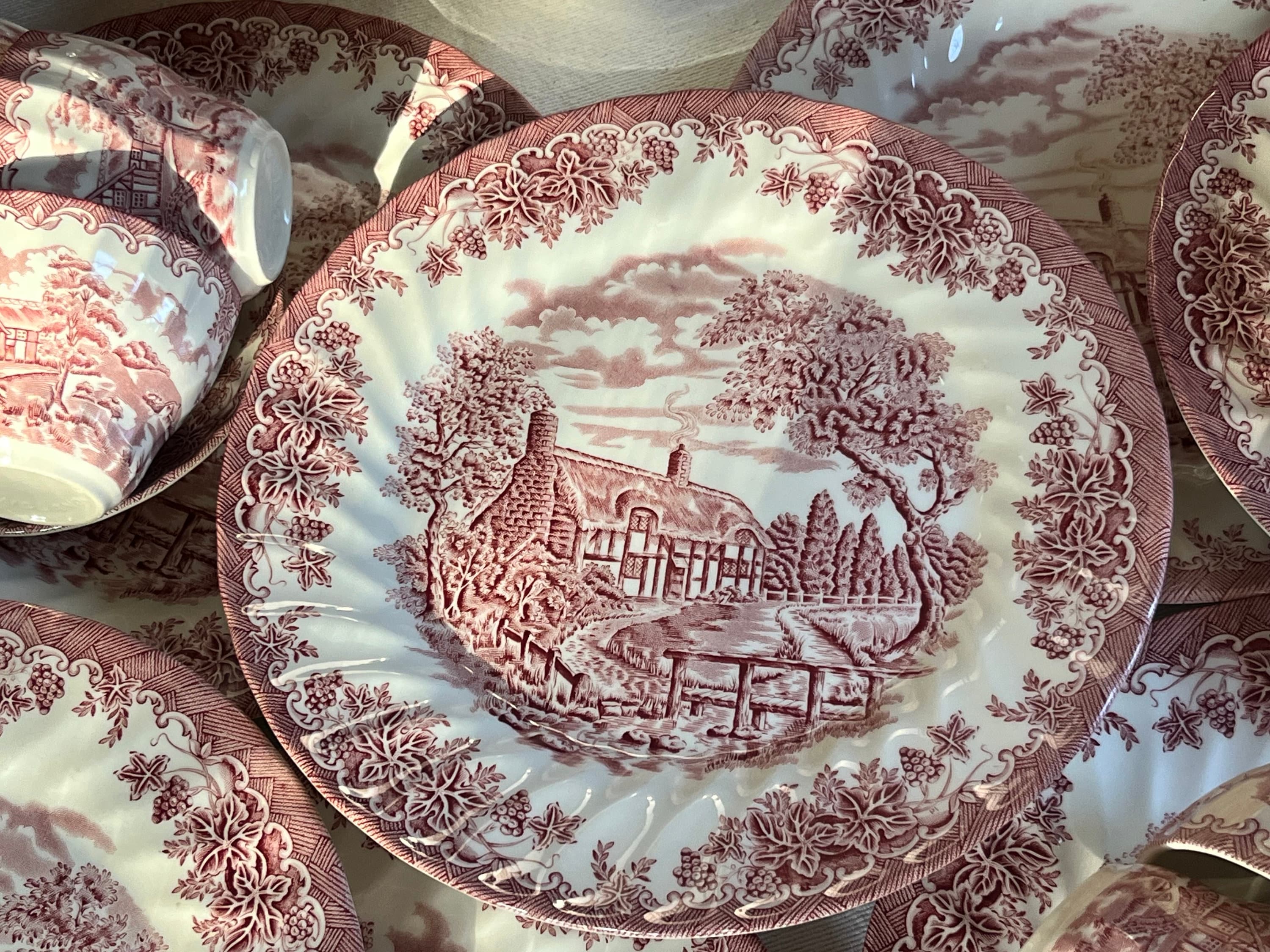 Vintage Churchill England Dinnerware - The Brook in Pink - Dishes Custom Sets - Christmas Table
