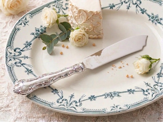 Pompadour by Birks Sterling Silver Handle Wedding Cake Knife – Vintage Server