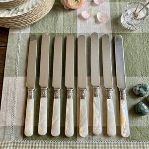 Antique Mother of Pearl Flatware — Sterling Silver Mounts — Curated Sets with Optional Serving Piece image 7