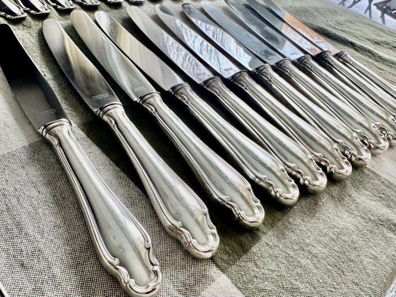 Rostfrei Solingen verzilverd bestek – complete service voor 11 + extra's – Duitsland afbeelding 11