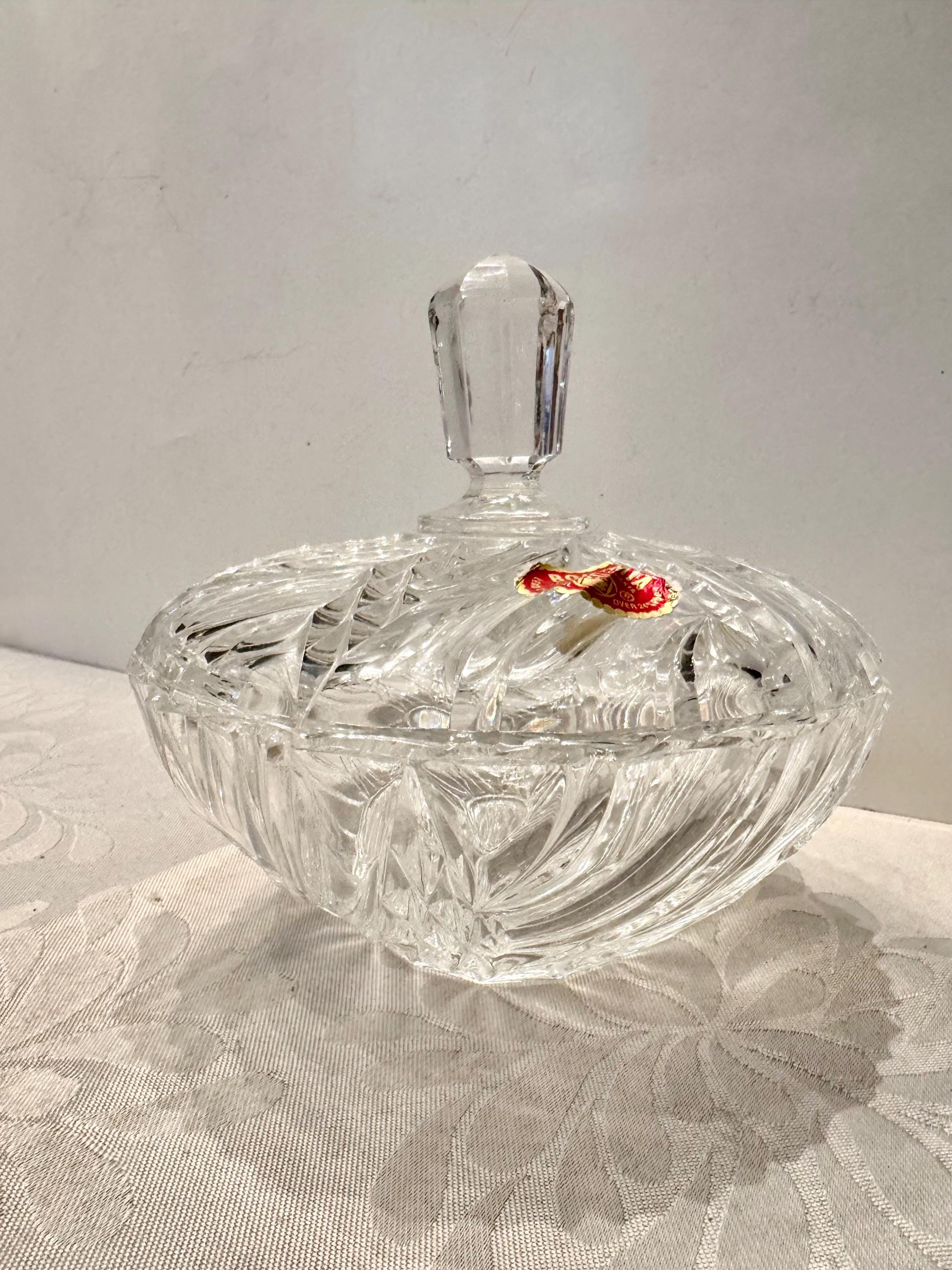 Vintage Crystal Candy Dish with Lid — Each Trinket Jar Sold Individually