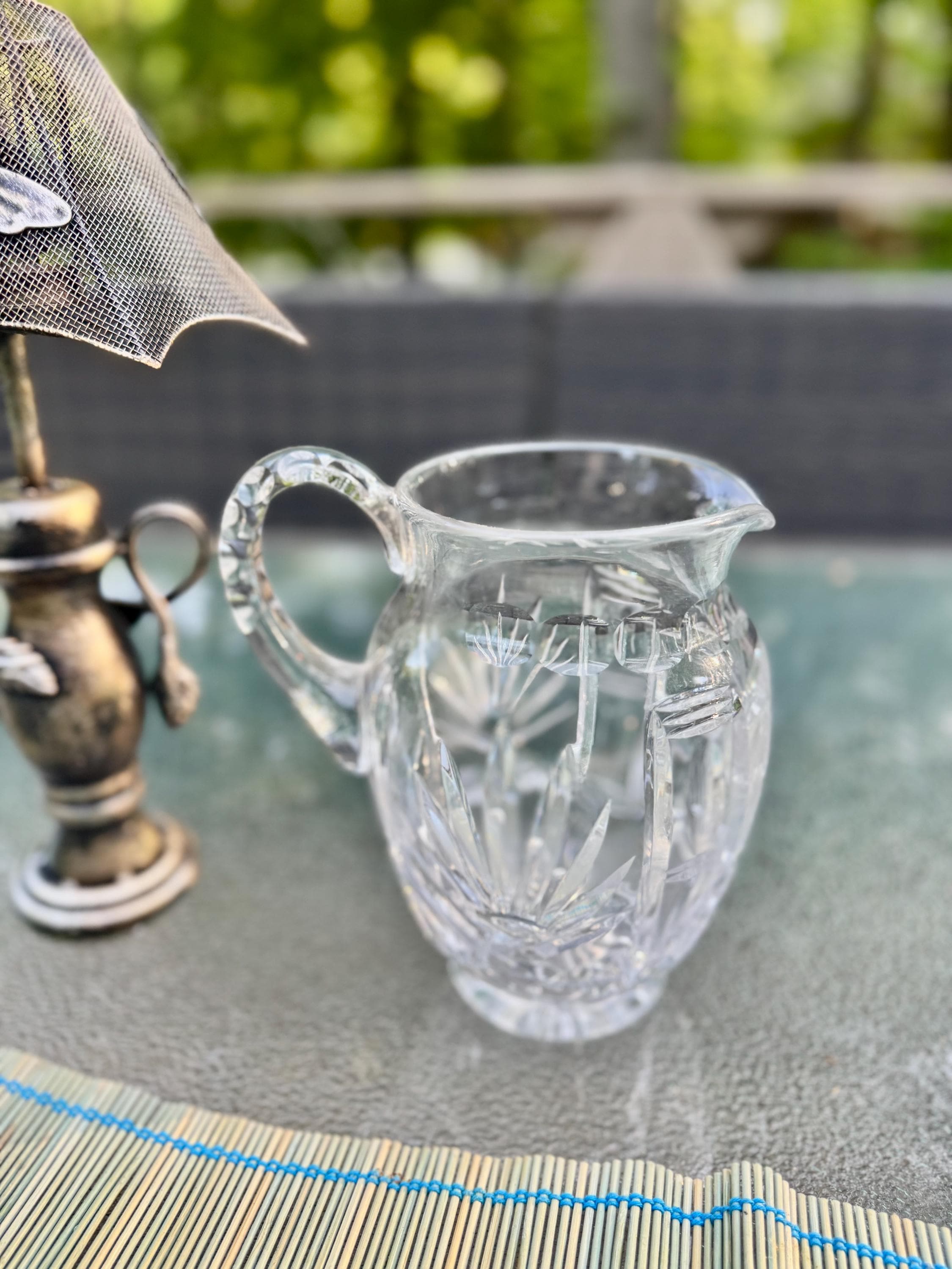 Vintage Cut Crystal Water Pitcher – Medium Size 7.5” Tall – Heavy, Elegant, and Brilliant