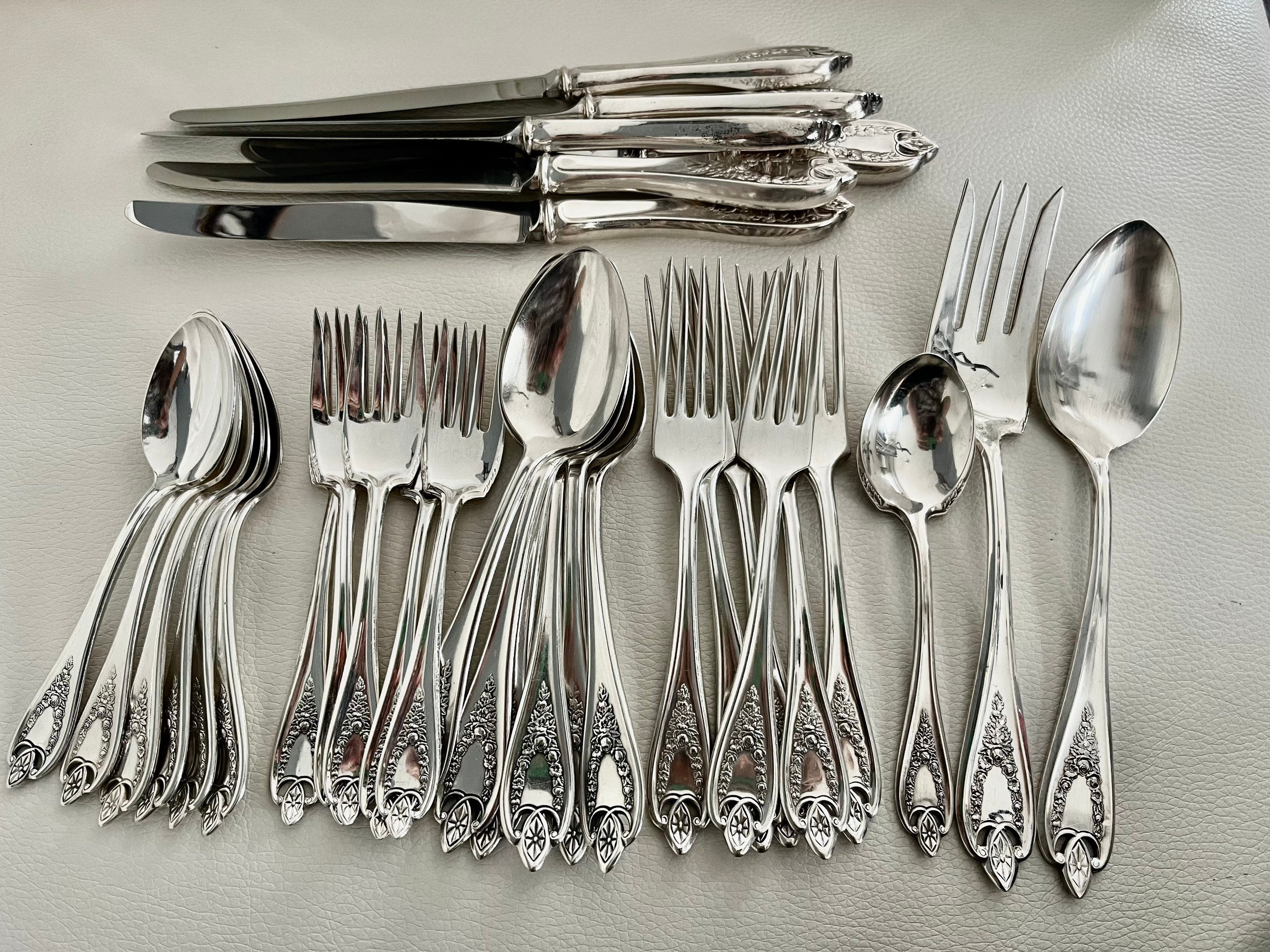 Vintage 1847 Rogers Old Colony Silverware Set for 8 and more: Art Nouveau Silverplate