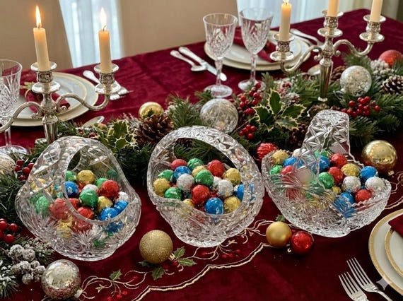 Vintage Cut Crystal Pinwheel or Starburst Decorative Baskets – Choose Your Favorite