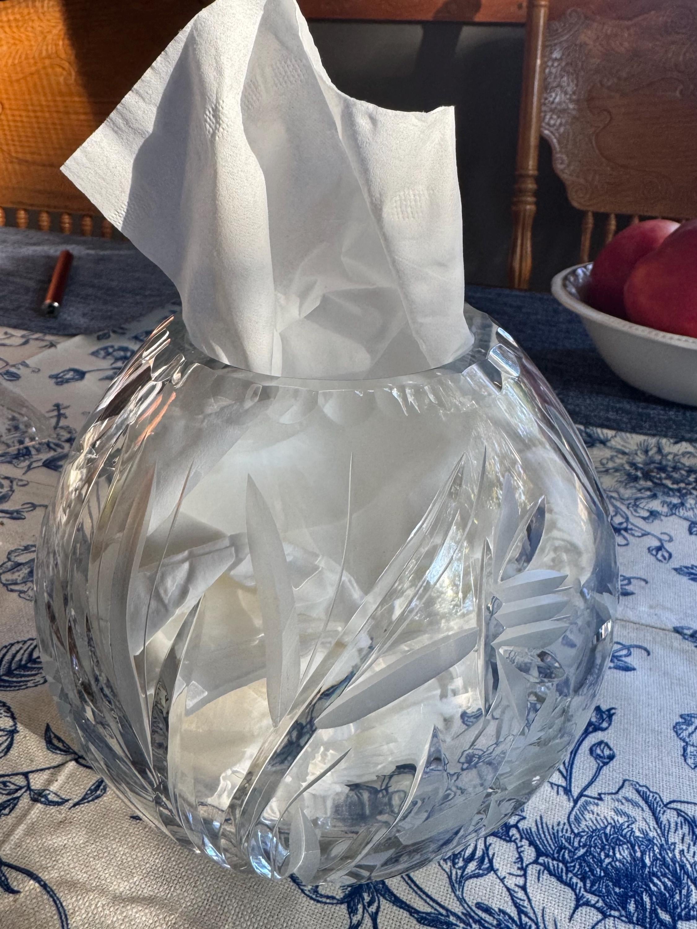 Vintage Cut Crystal Bowl Vase 6.5” — Heavy Floral Crystal Centerpiece — Round Crystal Vessel — Elegant Table Decor