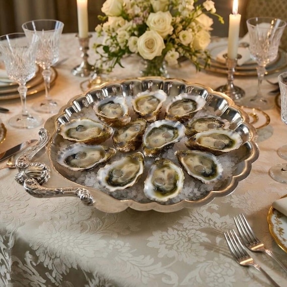 Vintage Grand 16″ Silverplate Shell Hostess Centerpiece Tray with Ornate Handle – Made in USA