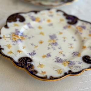 Antique Royal Style Tea Trio – Cobalt Gold & Violets Bone China Set image 5