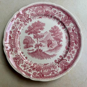 Vintage Red Green Transferware Plate Set: Eclectic Cottagecore Wall Gallery bild 10