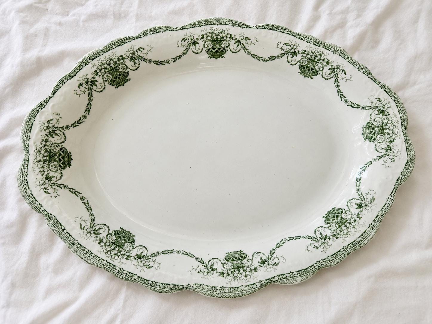 Antique Green or Teal Transferware Platters | English Serving Platters | Sold Individually