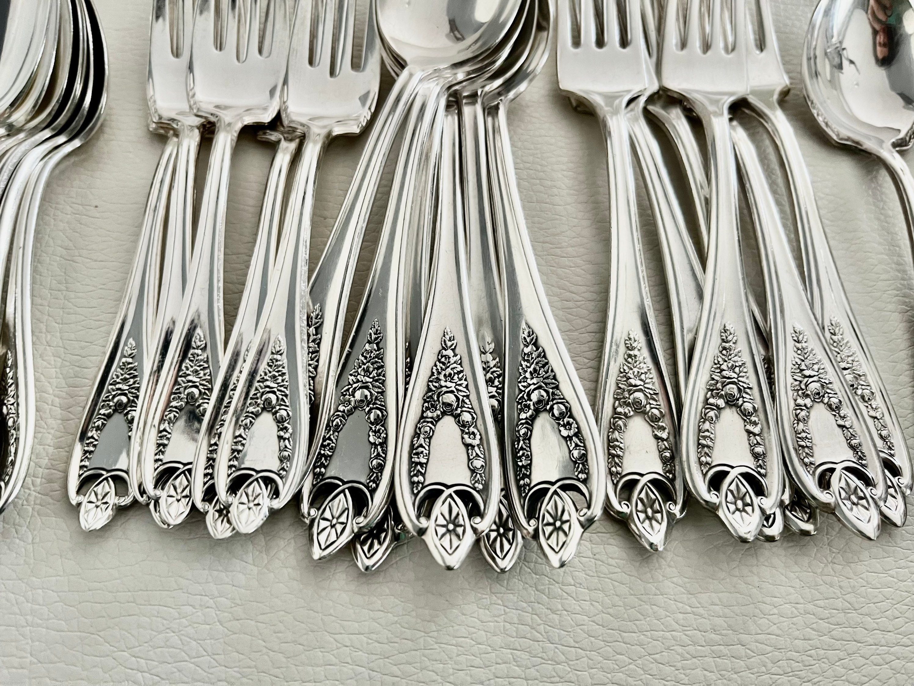 Vintage 1847 Rogers Old Colony Silverware Set for 8 and more: Art Nouveau Silverplate