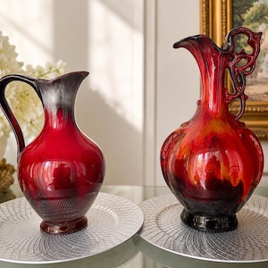Vintage Canadian Pottery Pitcher – Red Ombre Glaze