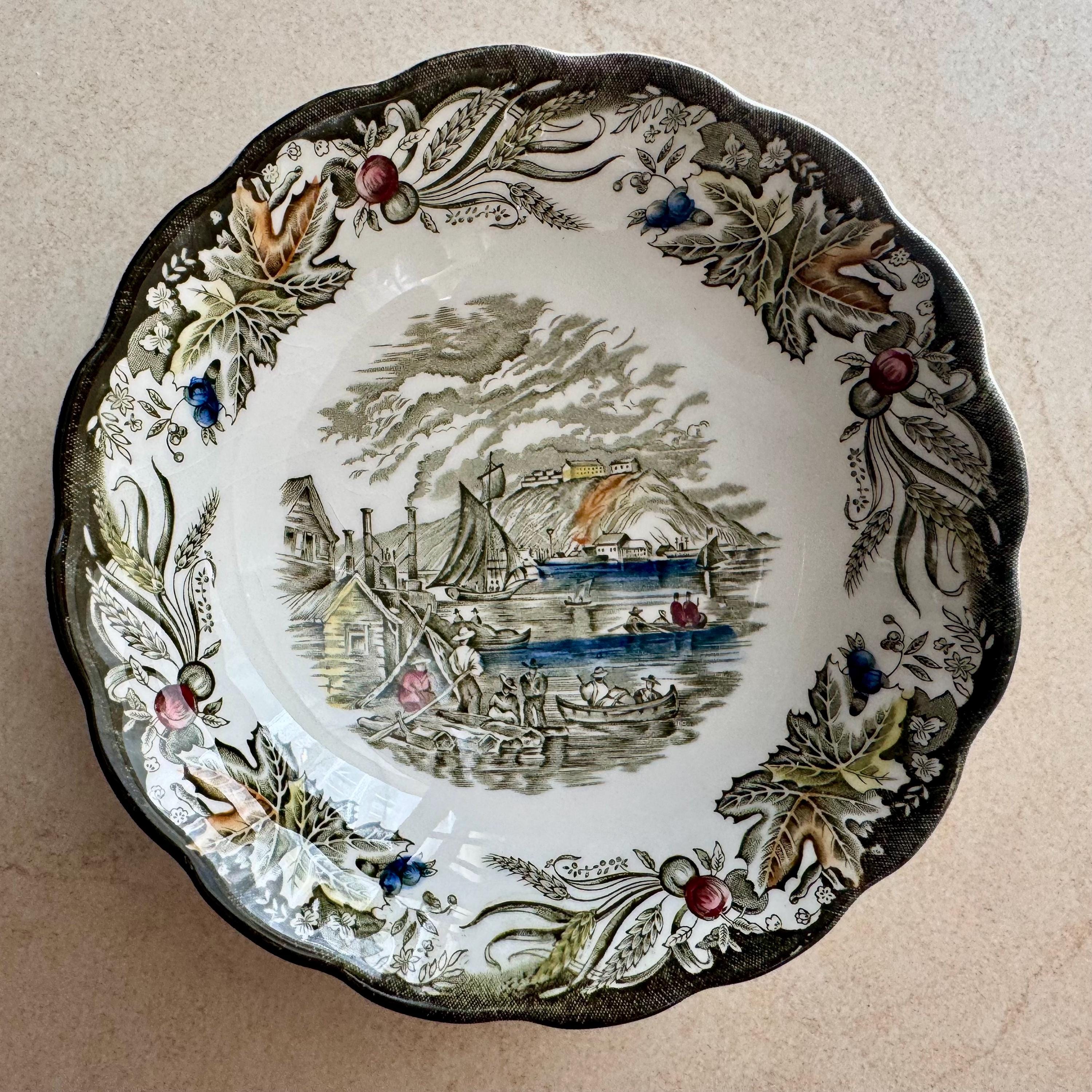 Gallery Wall Mismatched Set - England Farm Scenes in Brown & Green — 15 Plates