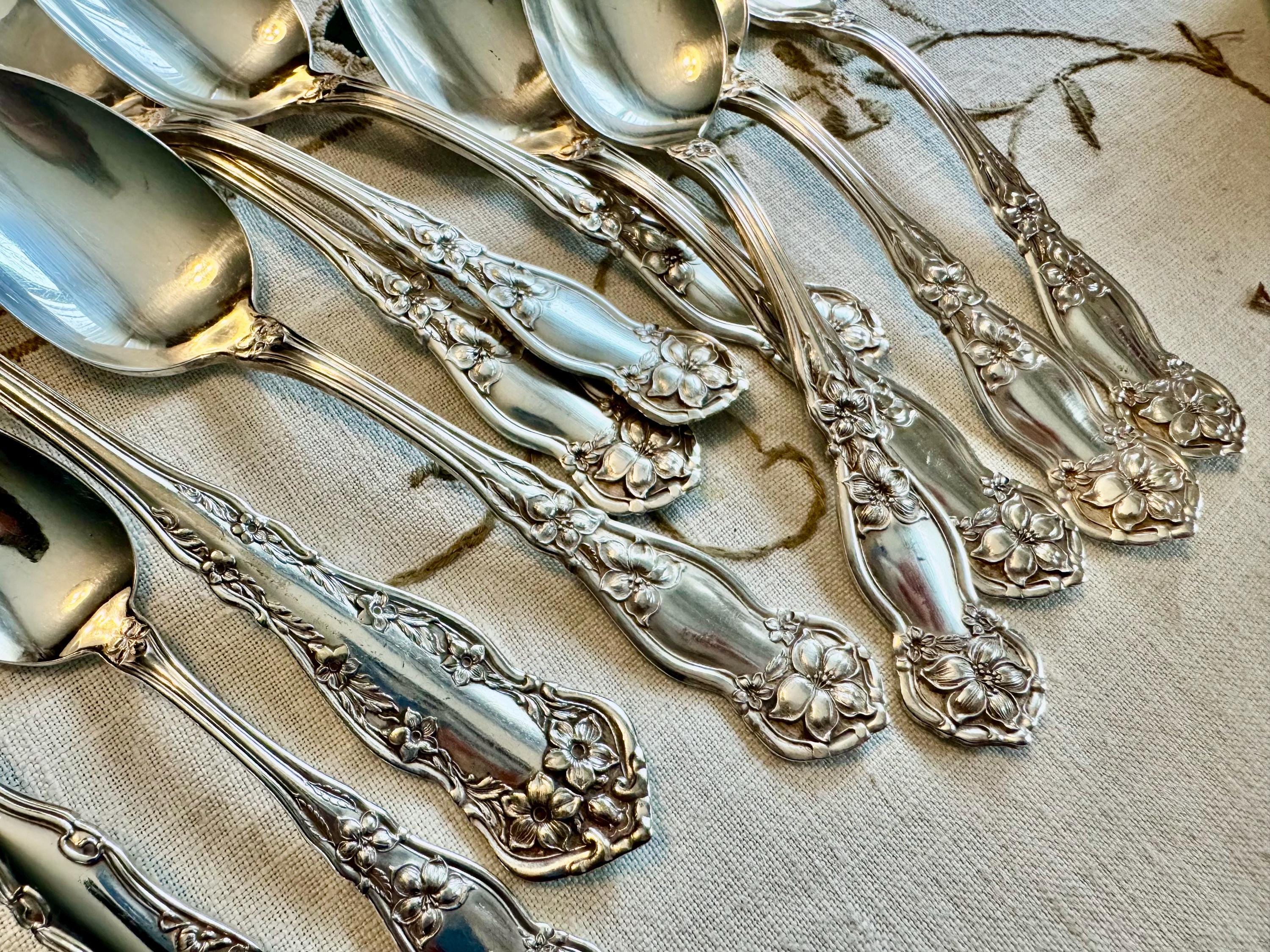 Antique Silver-Plated Spoon Collection – Orange Blossom, Berwick, Chester Patterns