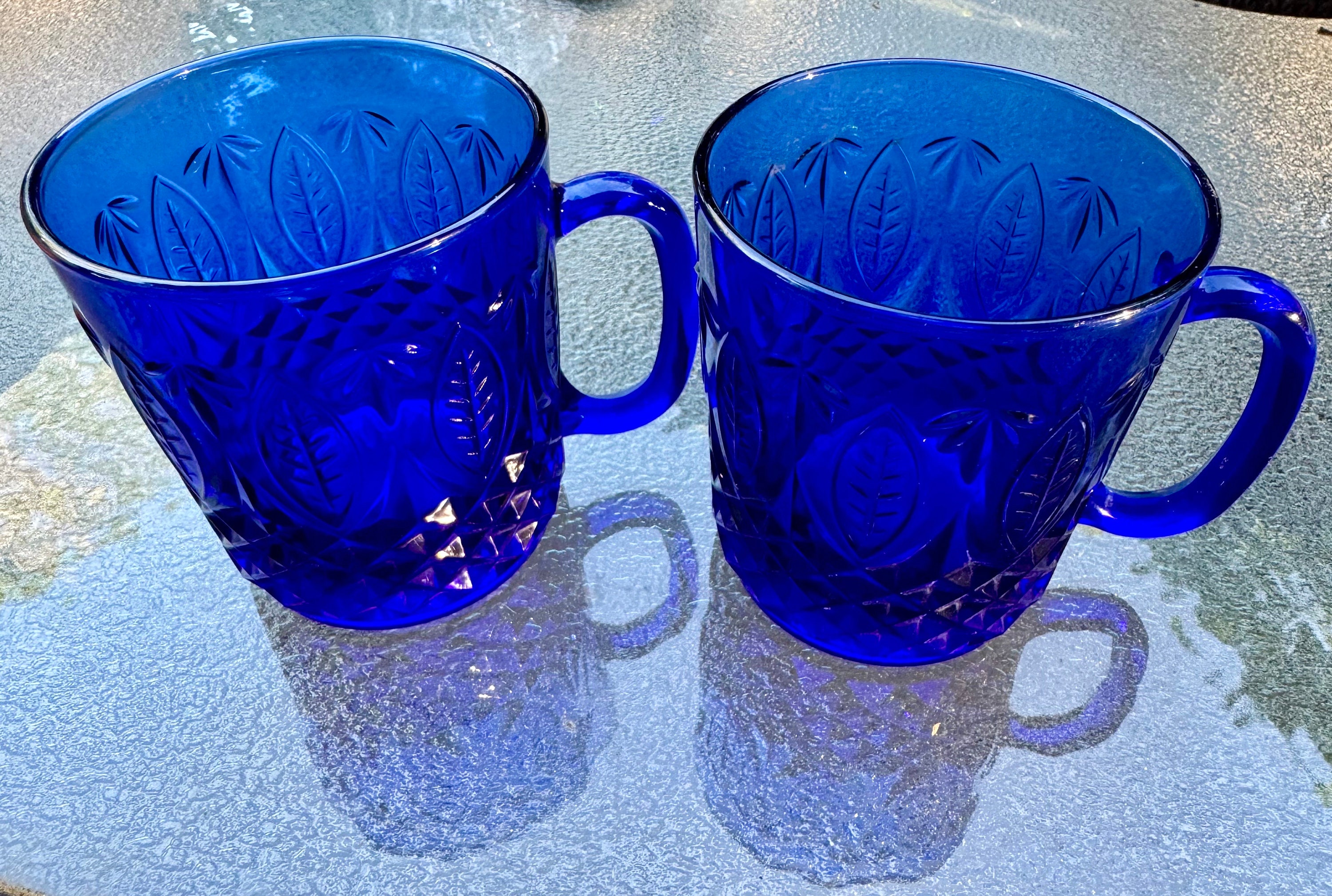 Pair of Vintage “Antique Sapphire Blue” by Cristal D'Arques-Durand made in France